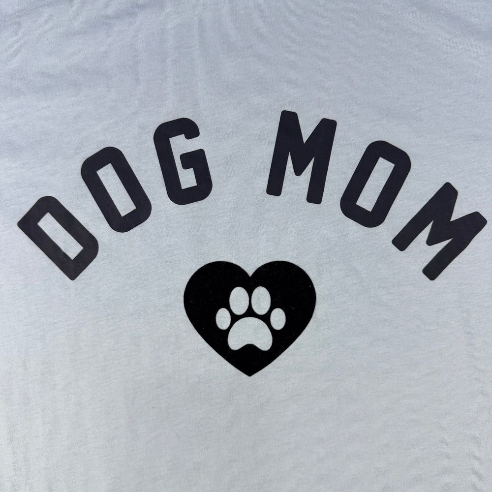 Unbranded Dog Mom Graphic Tee Womens XL Light Blue Paw Heart Casual T-Shirt